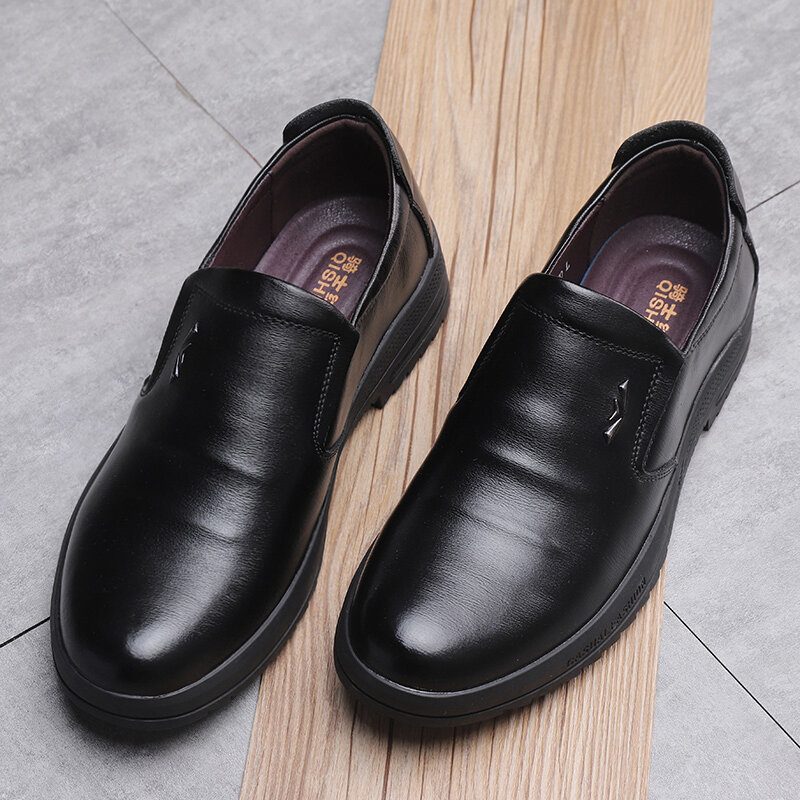 Menn Comfy Ekte Skinn Sklisikre Slip On Business Casual Sko