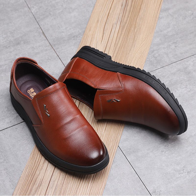 Menn Comfy Ekte Skinn Sklisikre Slip On Business Casual Sko