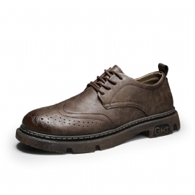 Menn Comfy Rund Toe Lace Up Oxfords Brogue Casual Sko