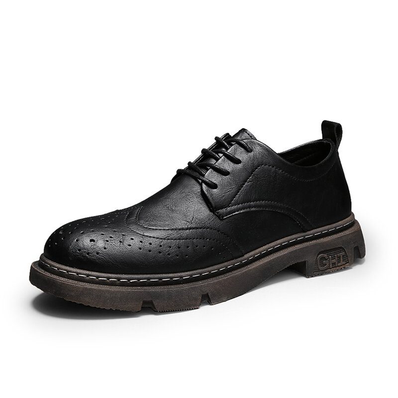 Menn Comfy Rund Toe Lace Up Oxfords Brogue Casual Sko