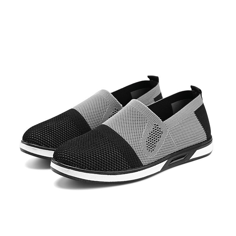 Menn Mesh Casual Sneakers Lettvekt Pustende Sneaker Casual Sportssko Strikket Behagelig Flat