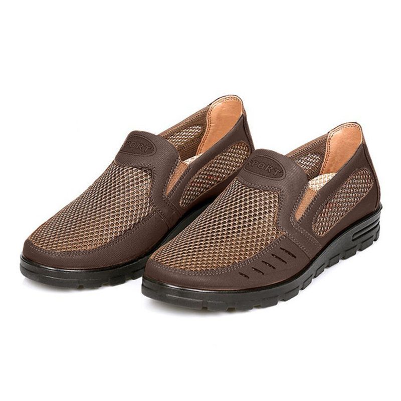 Menn Mesh Pustende Hule Sklisikker Myk Såle Slip-on Fritidssko