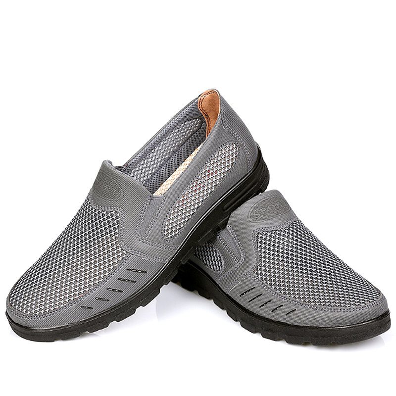 Menn Mesh Pustende Hule Sklisikker Myk Såle Slip-on Fritidssko