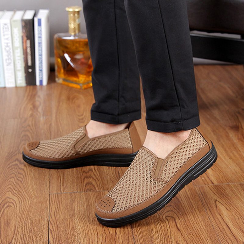 Menn Mesh Pustende Sklisikker Komfortabel Bunn Slip On Old Peking Casual Sko