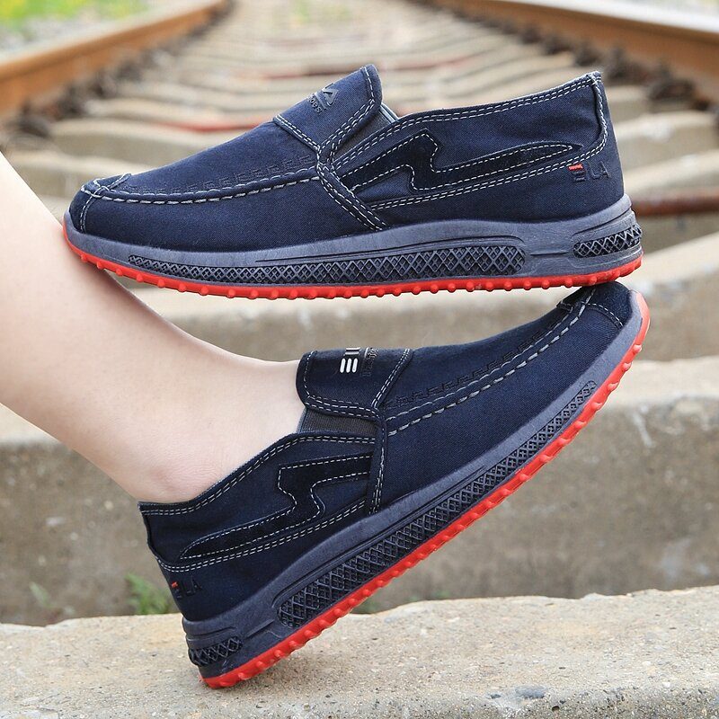 Menn Old Peking Comfy Pustende Slip On Casual Canvas Sko