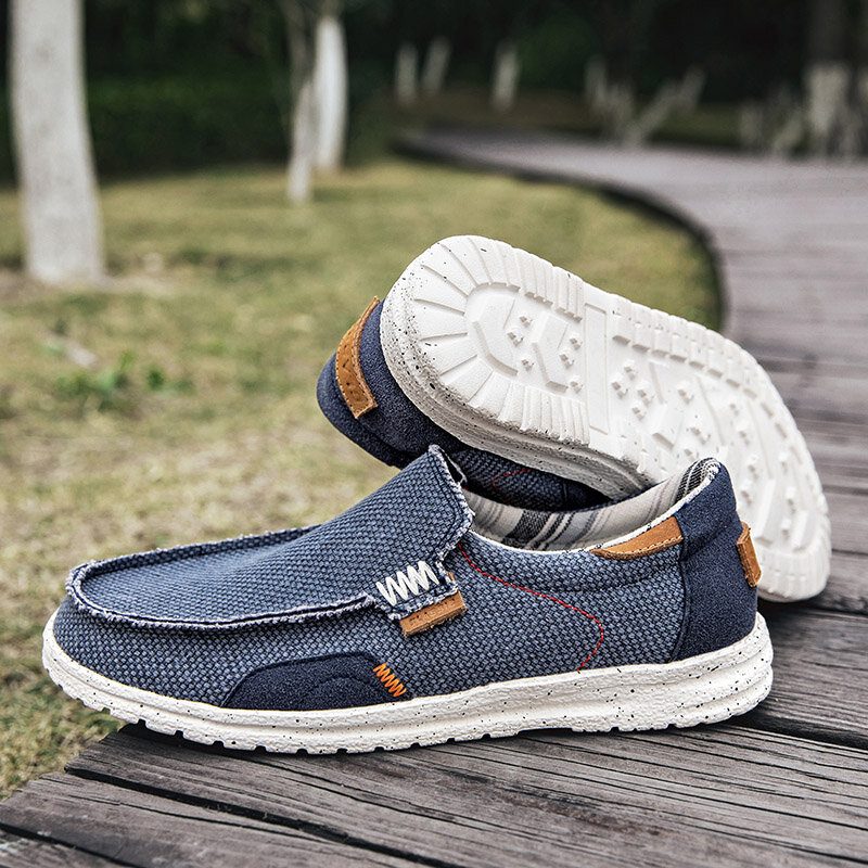 Menn Old Peking Stilig Slip On Rund Toe Casual Canvas Sko