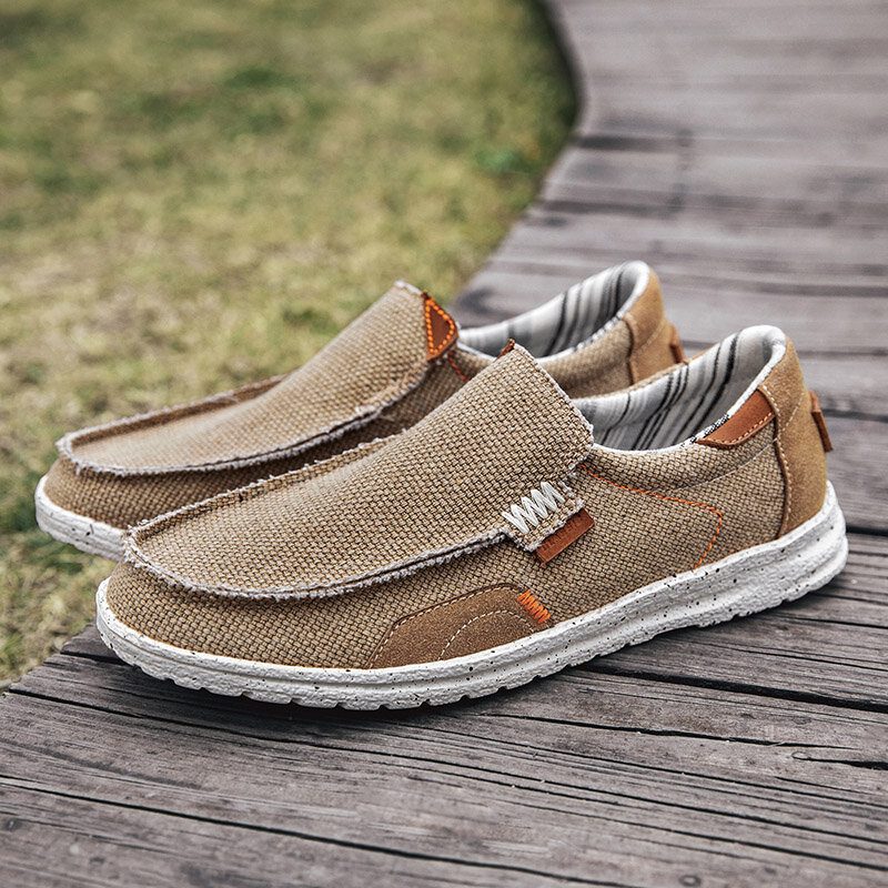 Menn Old Peking Stilig Slip On Rund Toe Casual Canvas Sko