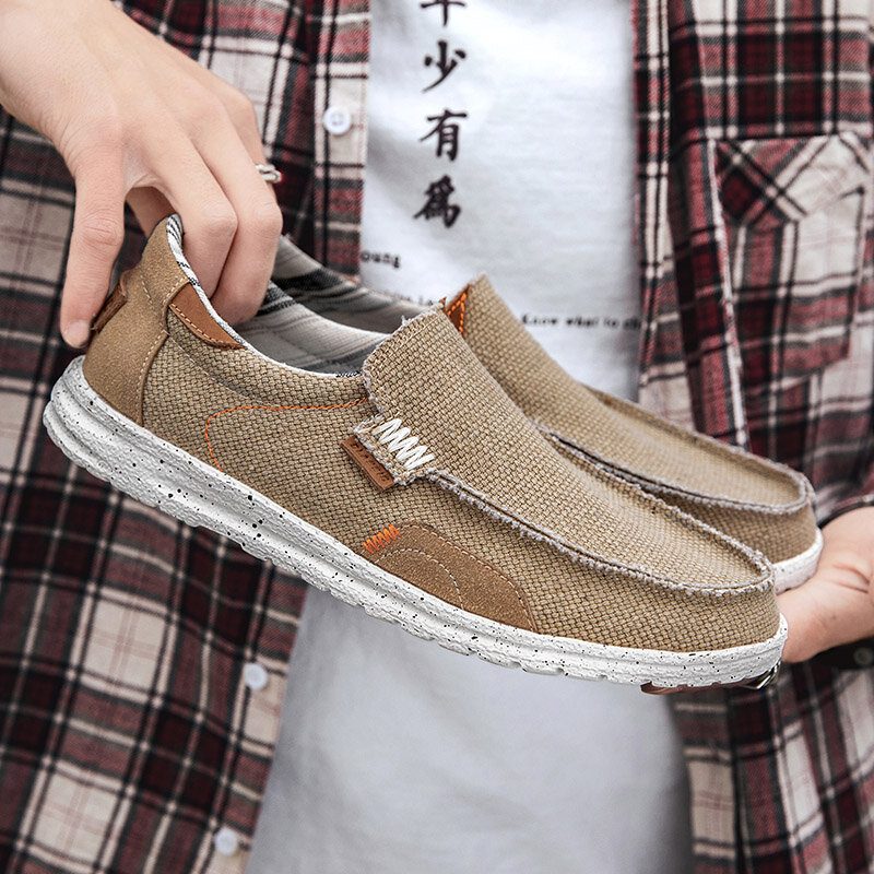 Menn Old Peking Stilig Slip On Rund Toe Casual Canvas Sko