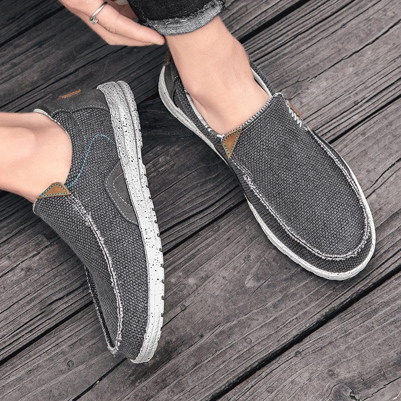 Menn Old Peking Stilig Slip On Rund Toe Casual Canvas Sko