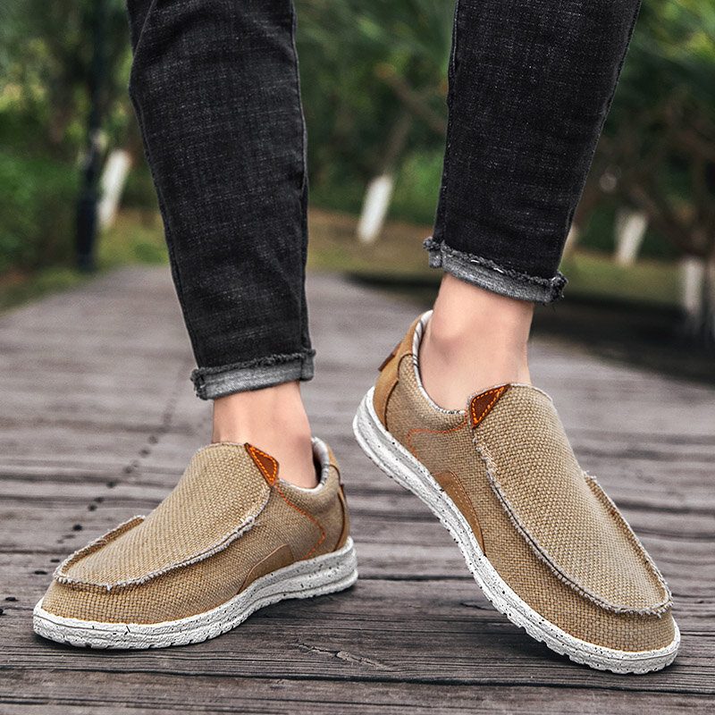 Menn Old Peking Stilig Slip On Rund Toe Casual Canvas Sko