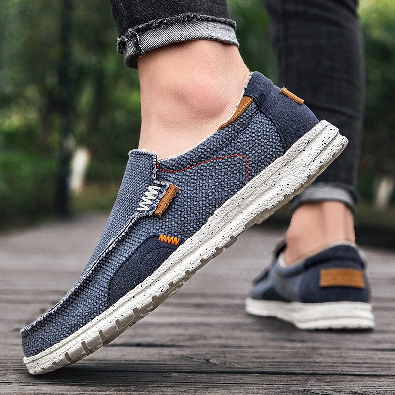 Menn Old Peking Stilig Slip On Rund Toe Casual Canvas Sko