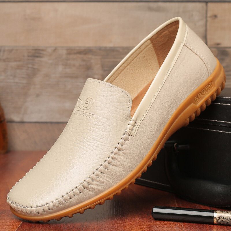 Menn Pure Color Pu Slip On Casual Driving Sko