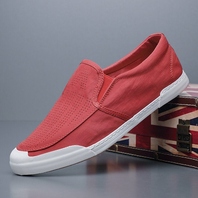 Menn Pustende Is Silke Myk Behagelig Såle Solid Slip On Casual Court Sko