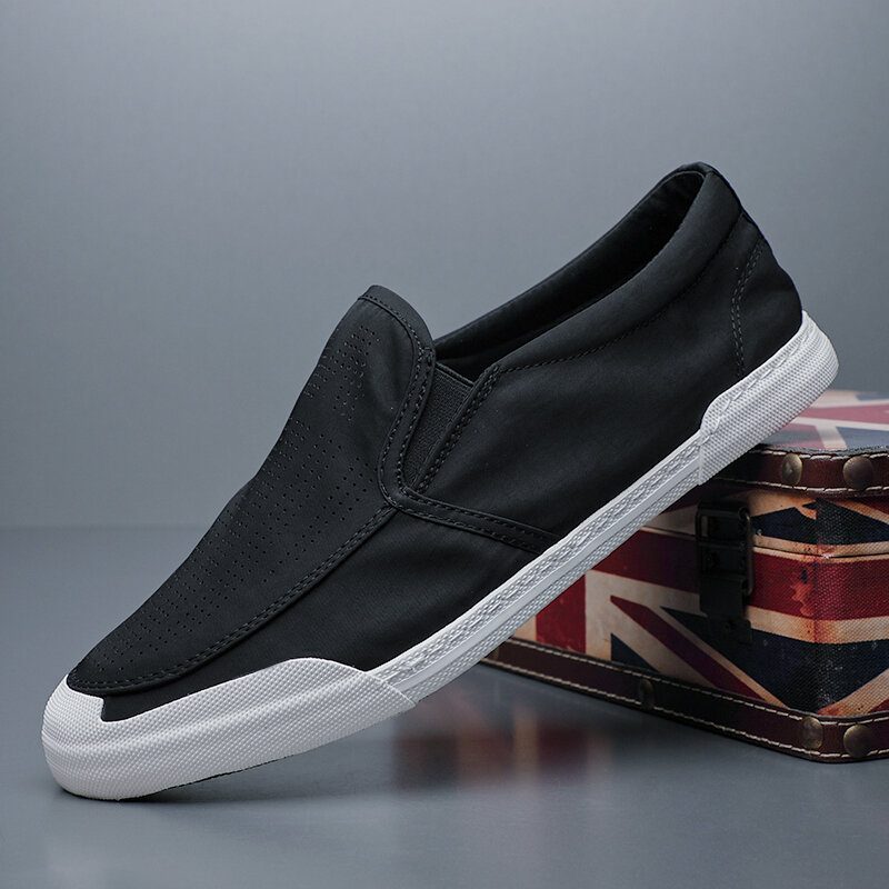 Menn Pustende Is Silke Myk Behagelig Såle Solid Slip On Casual Court Sko