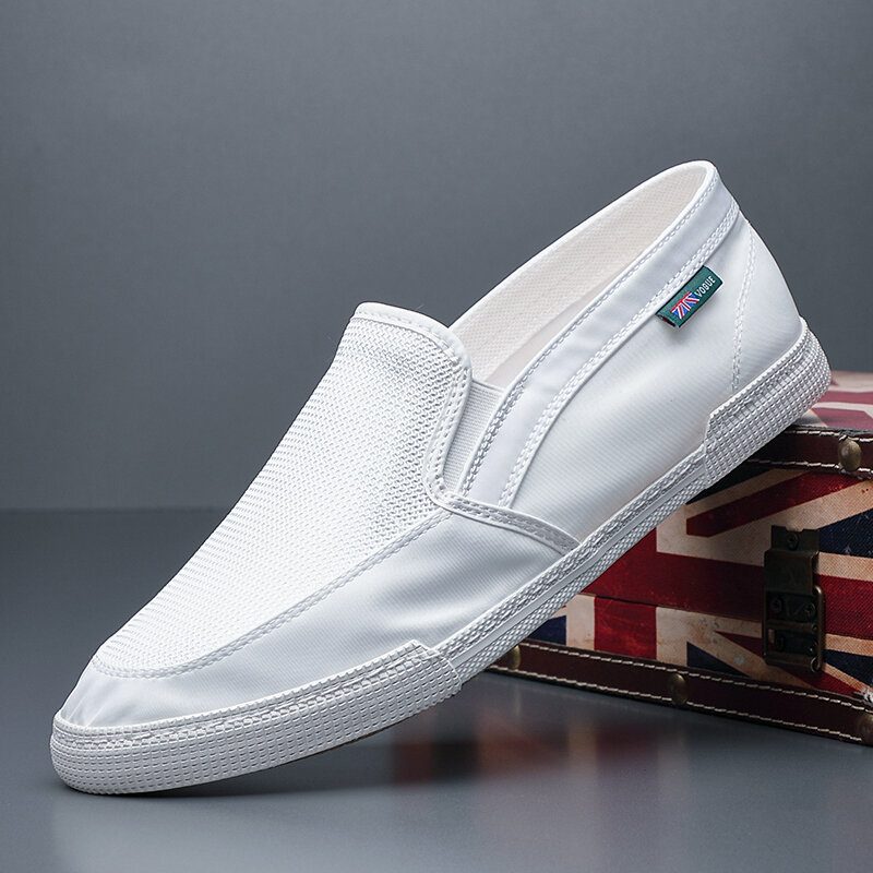 Menn Pustende Issilke Sklisikker Behagelig Myk Såle Slip On Solid Casual Court-sko