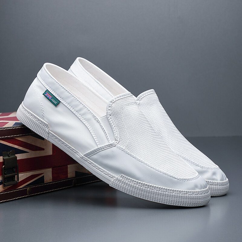 Menn Pustende Issilke Sklisikker Behagelig Myk Såle Slip On Solid Casual Court-sko