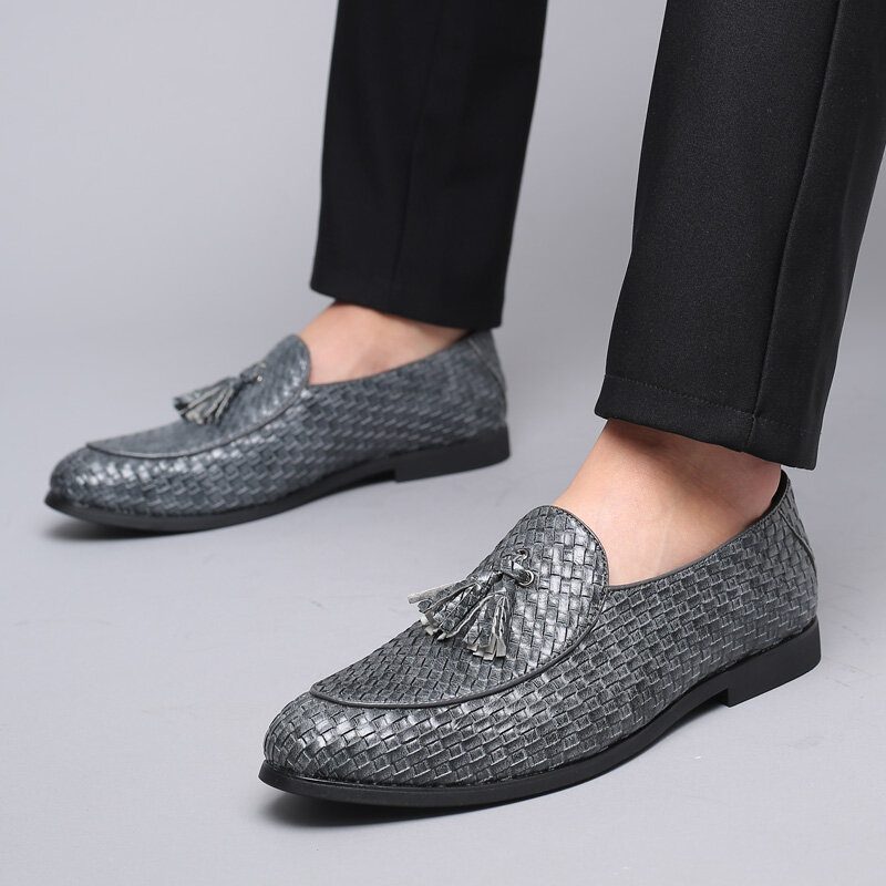 Menn Pustende Komfortabel Bunnvev Vintage Dusk Spiss Tå Slip-on Business Fritidssko