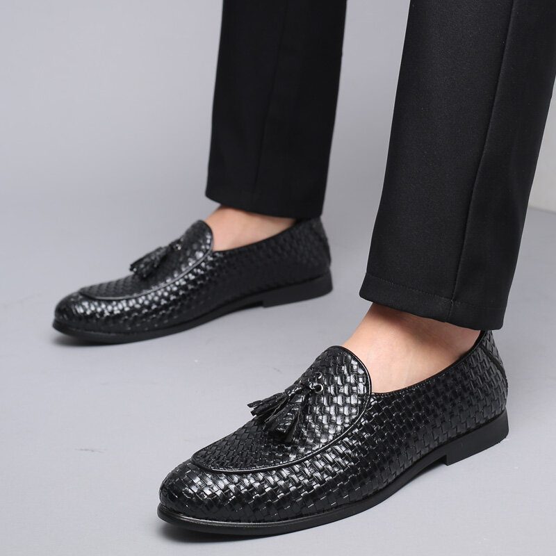 Menn Pustende Komfortabel Bunnvev Vintage Dusk Spiss Tå Slip-on Business Fritidssko