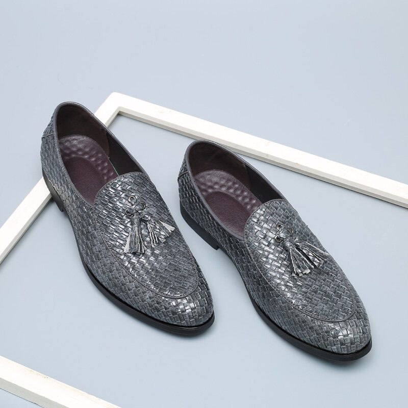 Menn Pustende Komfortabel Bunnvev Vintage Dusk Spiss Tå Slip-on Business Fritidssko