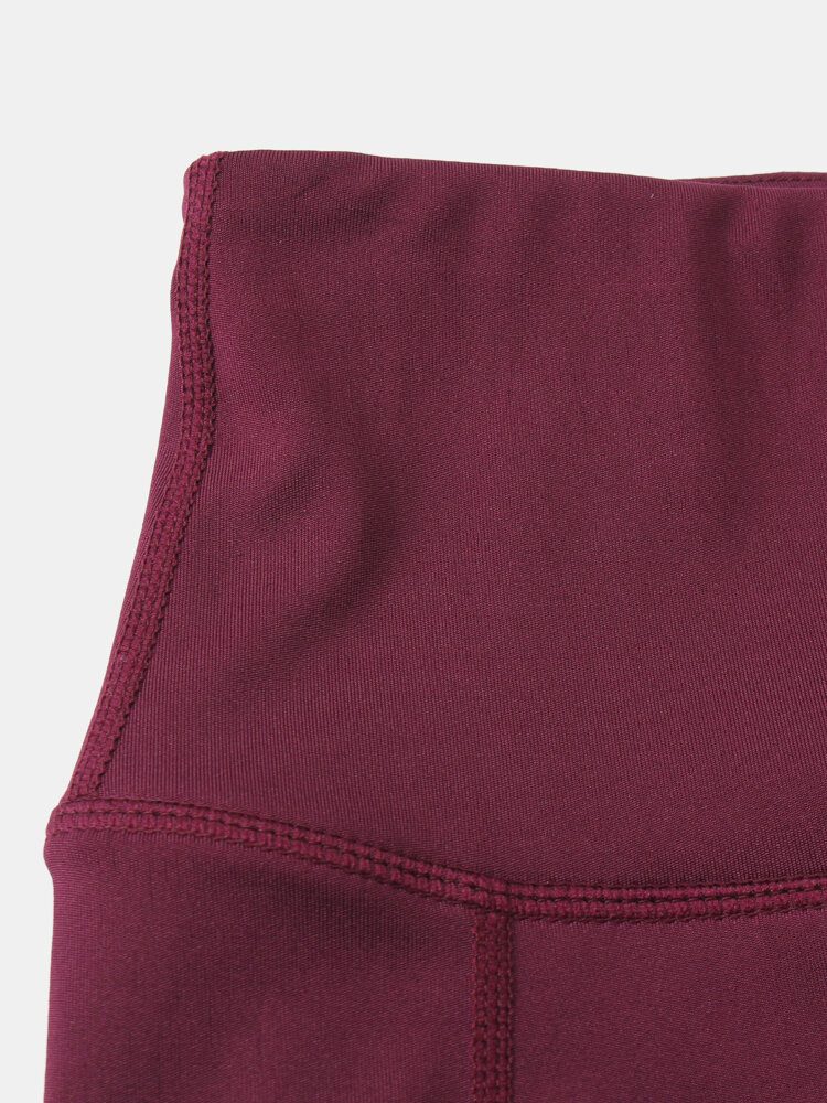 Fitness Yoga Dame Elastisitet Quick Dry Ensfarge Sportsshorts Med Høy Midje