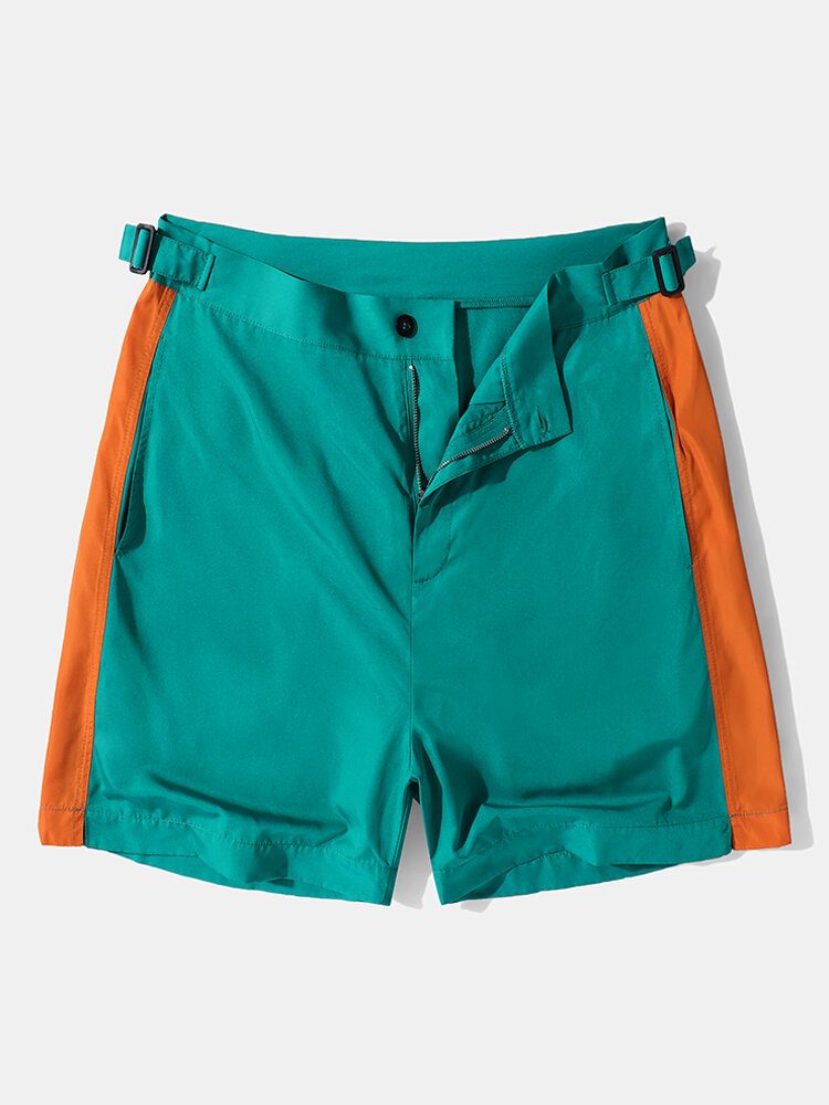 Herre Side Striped Justerbar Midje Glidelås Fly Sports Shorts