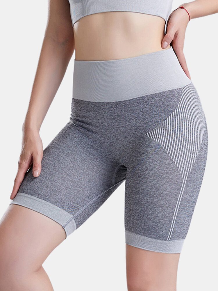 Kvinner Sport Ensfarge Tørr Hurtigbåndet High Waist Biker Shorts