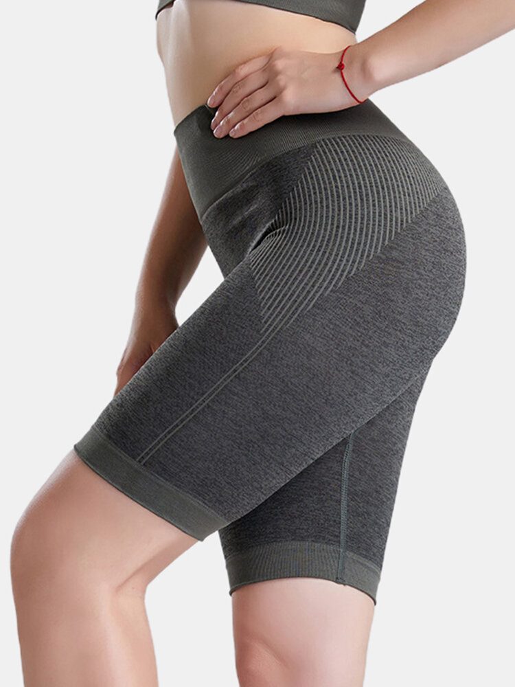 Kvinner Sport Ensfarge Tørr Hurtigbåndet High Waist Biker Shorts