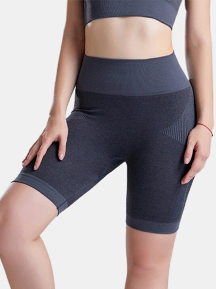 Kvinner Sport Ensfarge Tørr Hurtigbåndet High Waist Biker Shorts