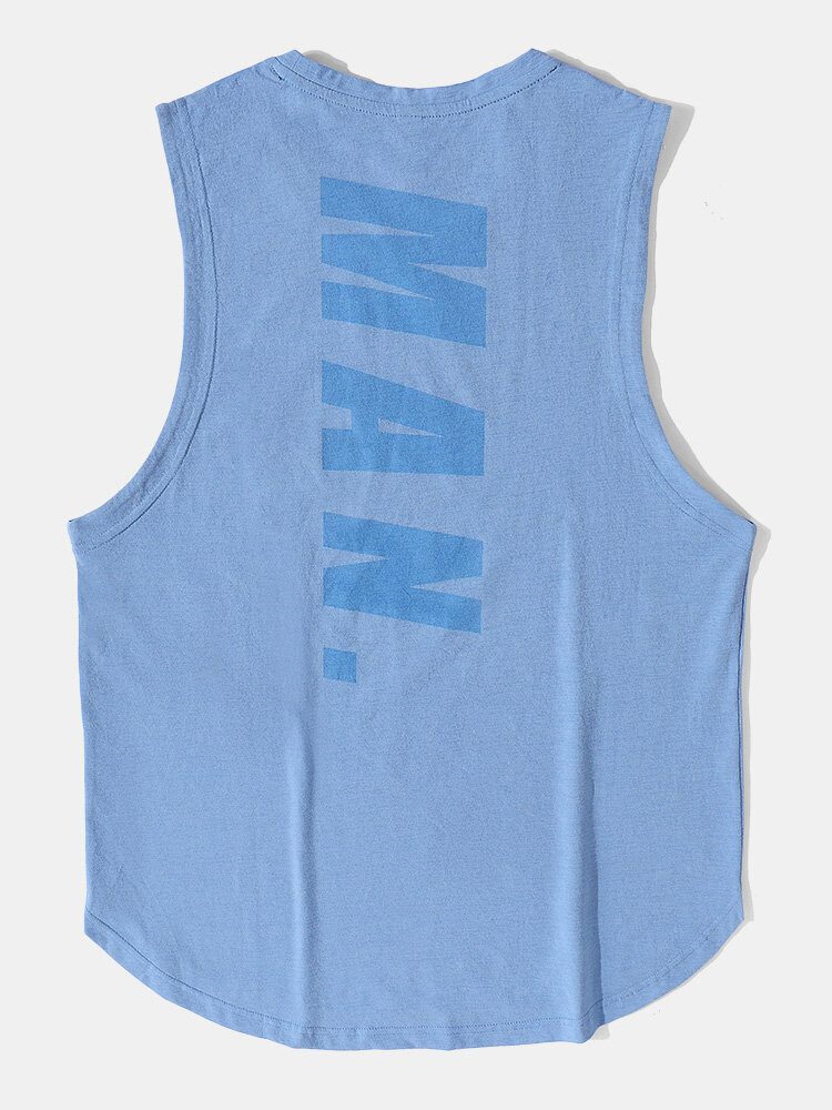 Menn Icon Pattern Ermeløs Hurtigtørrende Pustende Gym Tank Tops