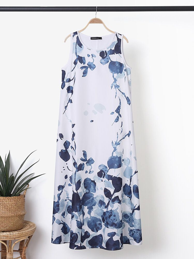 Plant Dragonfly Print Rundhals Casual To-delt Dress