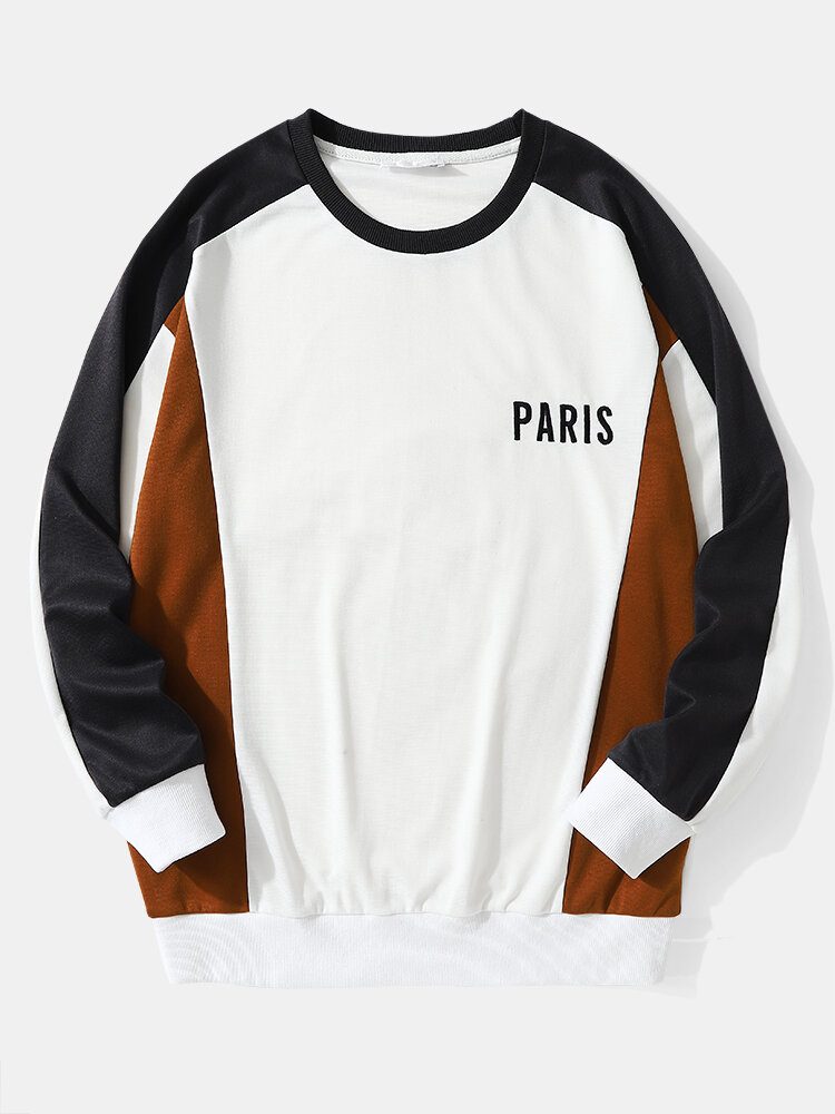 Sportsspleising For Menn Paris Brodert Sweatshirt Bukser Fritidsdrakter