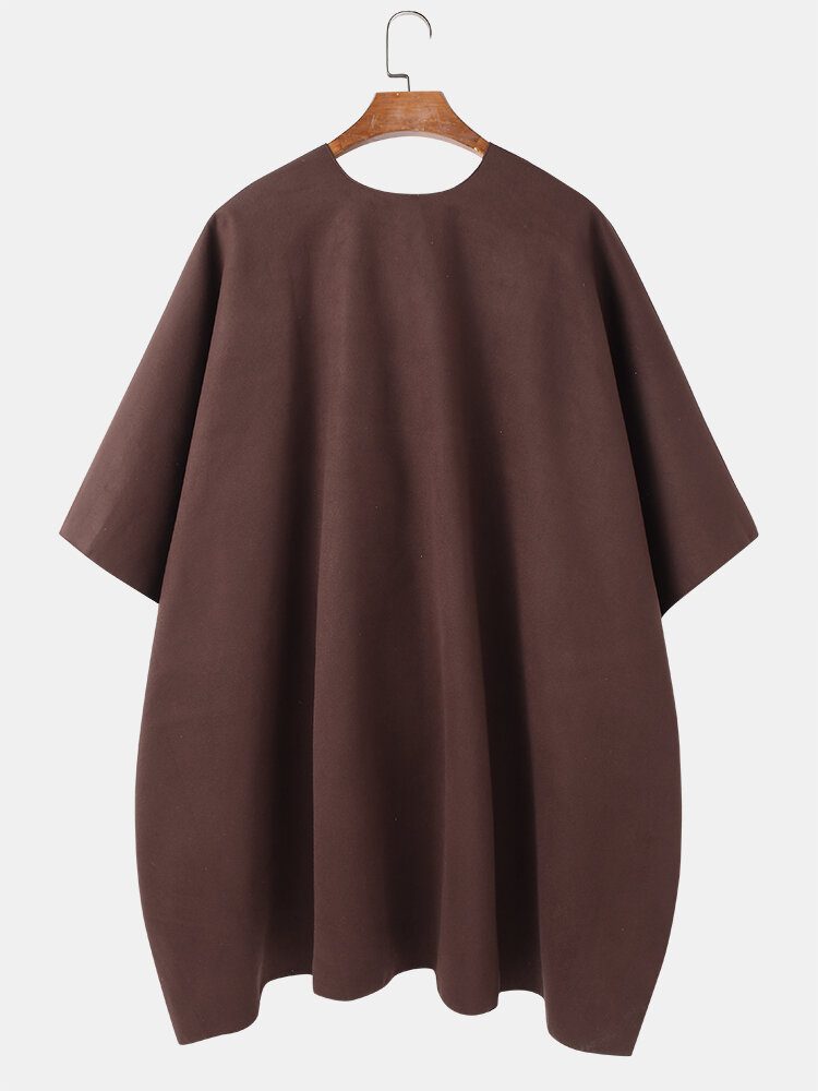 Solid Åpen Front For Menn Uformelt Høy Lav Fald Oversized Cape-cardigans