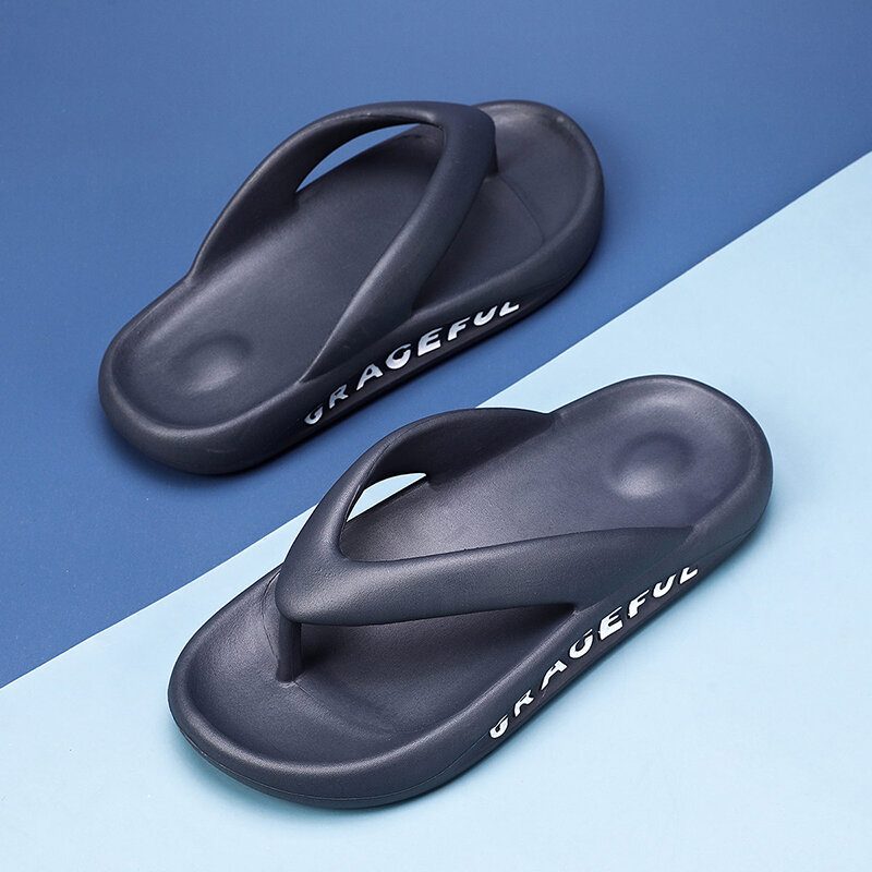 Herre Lett Myk Såle Pure Color Innendørs Flip-flops Casual Plattformtøfler