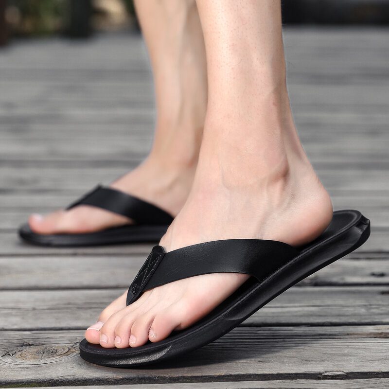 Herre Myk Mikrofibersåle Sklisikker Behagelige Solide Flipflops