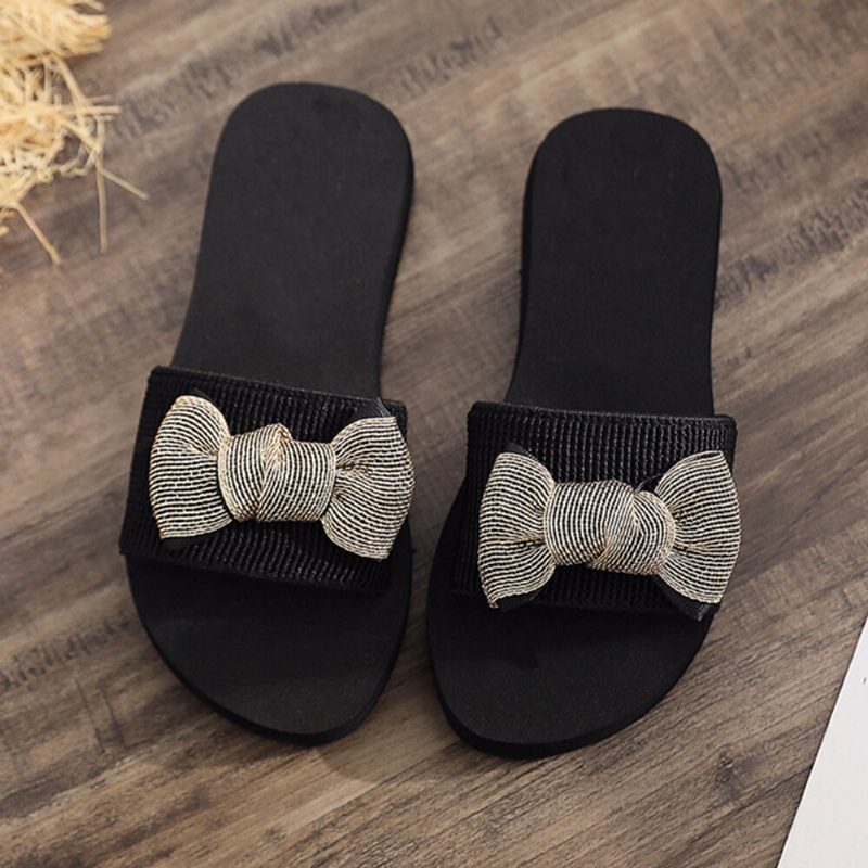 Kvinner Bowknot Dekor Comfy Myk Flate Platform Slides Tøfler