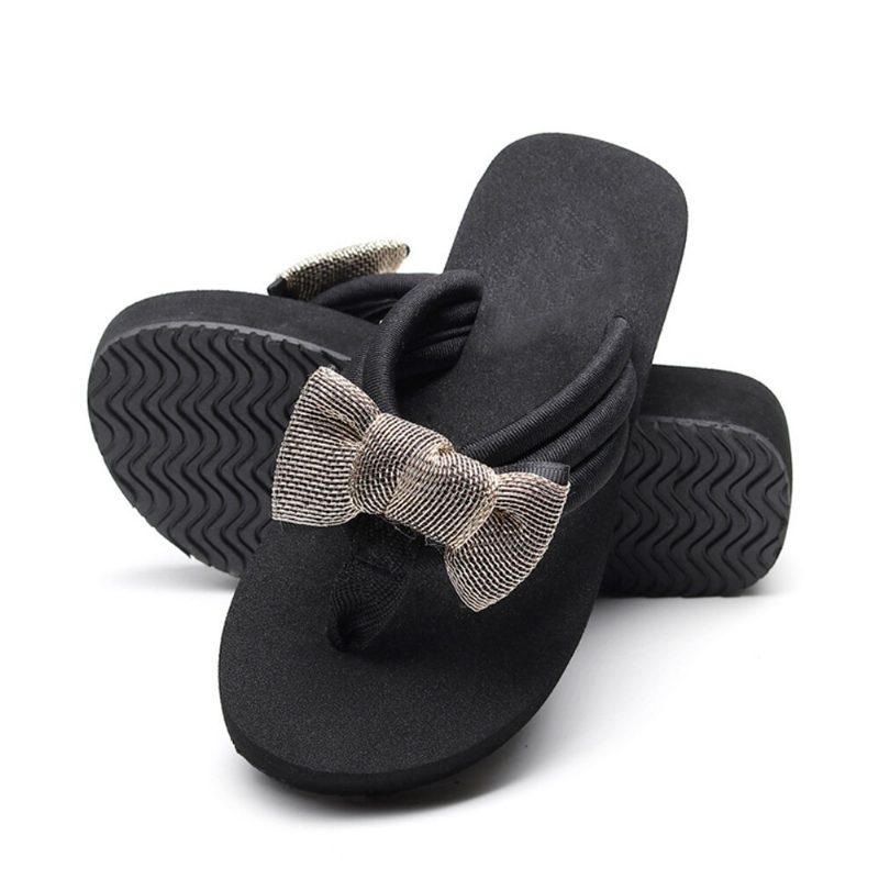 Kvinner Bowknot Dekor Comfy Myk Flate Platform Slides Tøfler