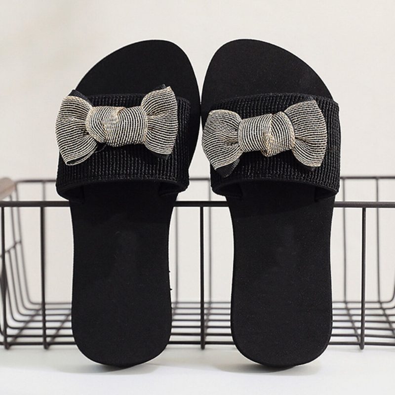 Kvinner Bowknot Dekor Comfy Myk Flate Platform Slides Tøfler