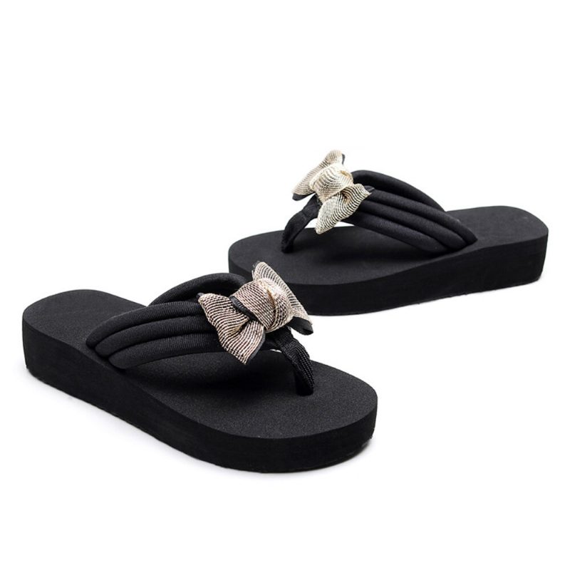 Kvinner Bowknot Dekor Comfy Myk Flate Platform Slides Tøfler