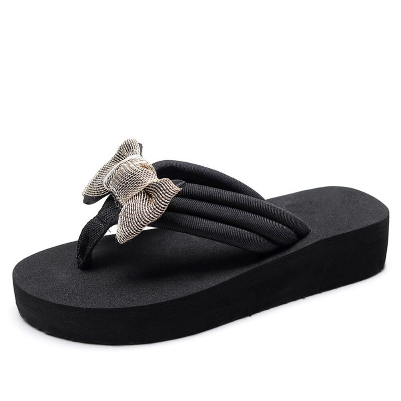 Kvinner Bowknot Dekor Comfy Myk Flate Platform Slides Tøfler