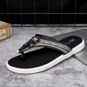 Menn Casual Outdoor Denim Stoff Slip On Beach Flip Flop Tøfler