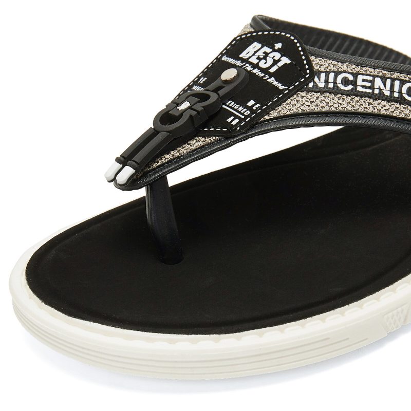 Menn Casual Outdoor Denim Stoff Slip On Beach Flip Flop Tøfler