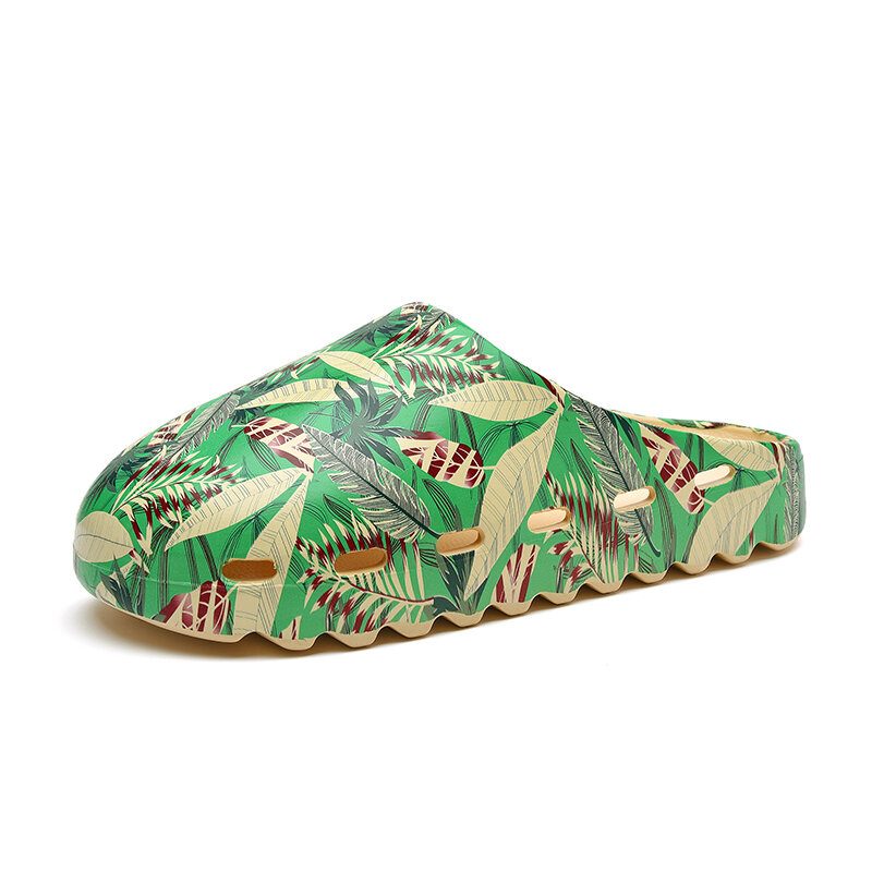 Menn Pvc Coconut Tree Print Myk Tykk Såle Sklisikker Behagelig Pustende Sommer Uformelt Hjemmesklitøfler