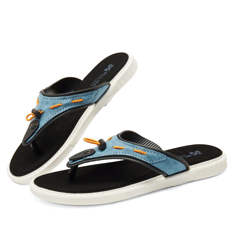 Menn Utendørs Strand Slip On Denim Stoff Casual Flip Flop Tøfler