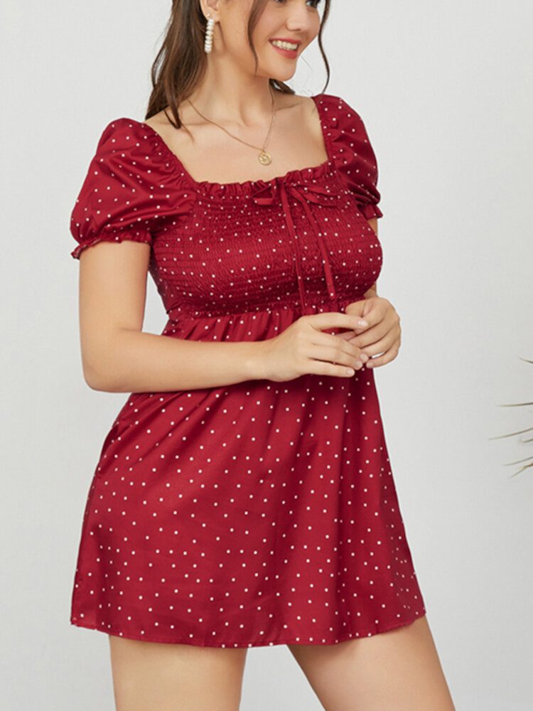 Puff Sleeve Floral Leisure Summer Holiday Dress For Women