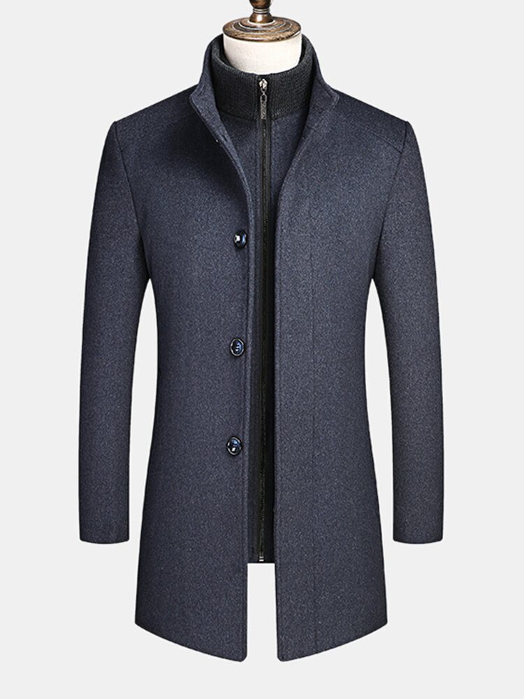 Business Single-breasted Avtagbare Forede Tykke Trenchcoats