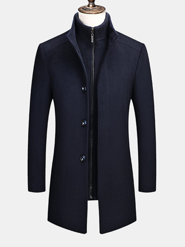 Business Single-breasted Avtagbare Forede Tykke Trenchcoats