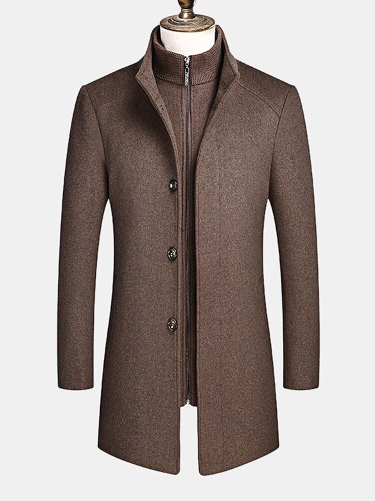 Business Single-breasted Avtagbare Forede Tykke Trenchcoats