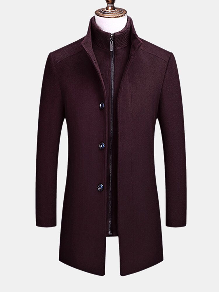 Business Single-breasted Avtagbare Forede Tykke Trenchcoats