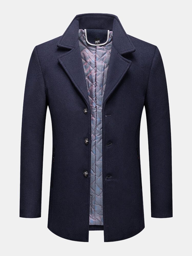 Business Single-breasted Ensfarget Trench Coats I Ullstoff