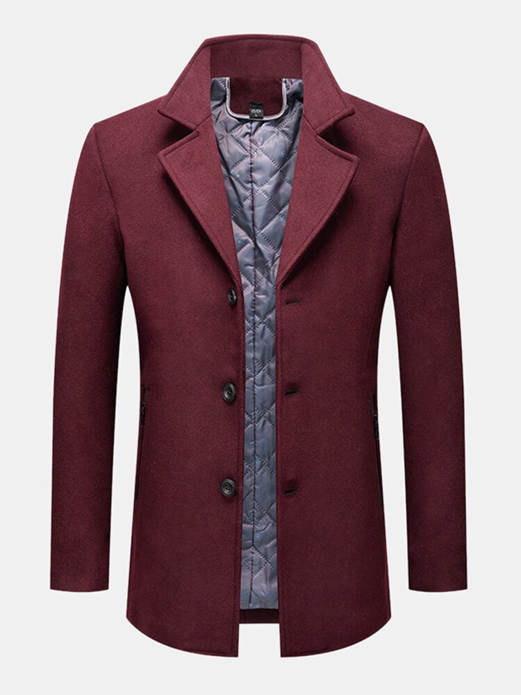 Business Single-breasted Ensfarget Trench Coats I Ullstoff